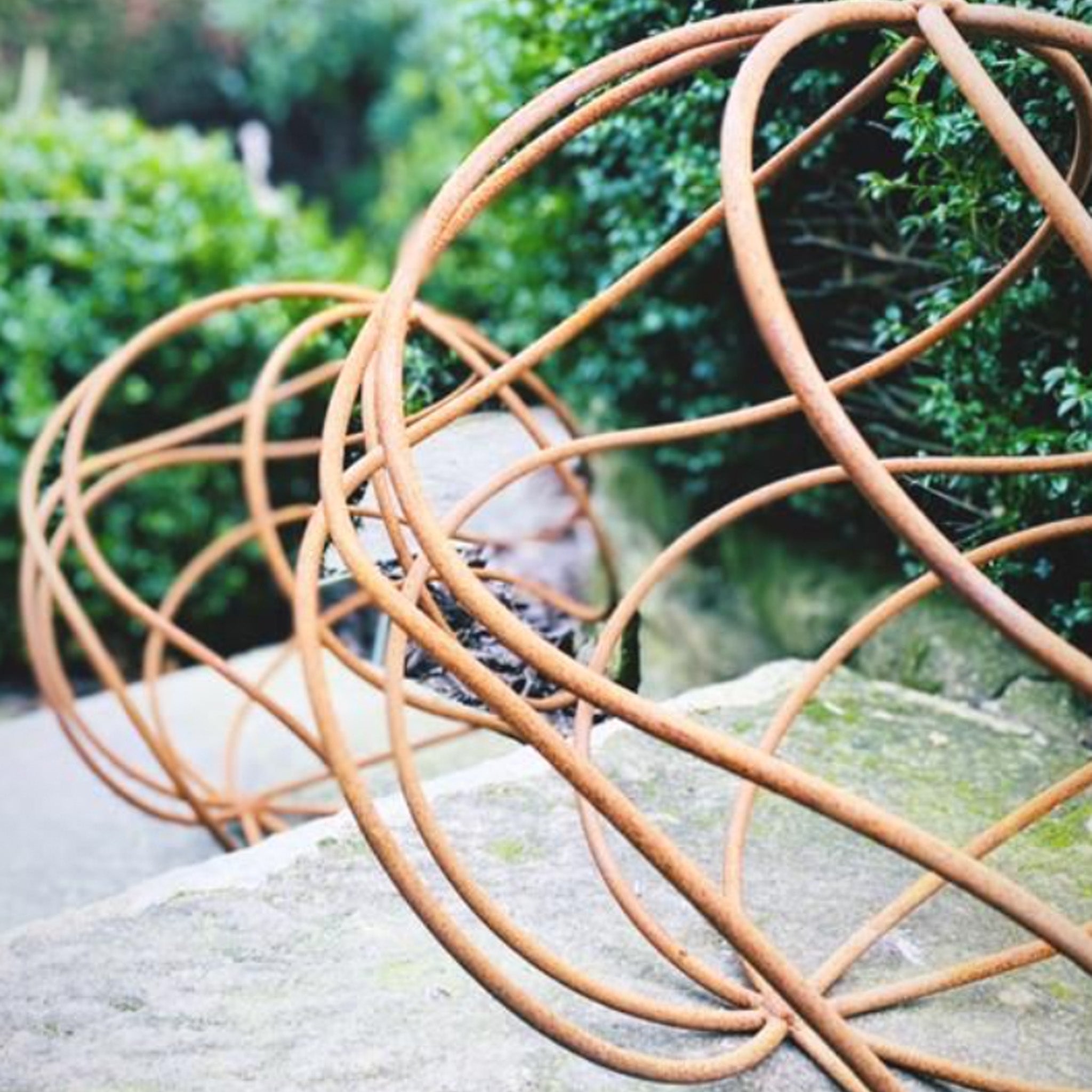 Set of 3 Rusty Metal 2024 garden stakes, Rusty garden finials, Metal garden decor, metal yard art, outdoor metal decor, Rusty metal ring decor