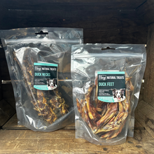 Load image into Gallery viewer, Duck necks and duck feet in pre packed packages.
