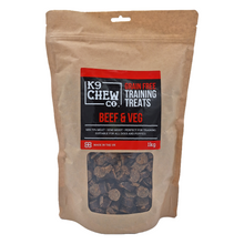 Load image into Gallery viewer, K9 Chew Co Beef and Veg Training Treats 1kg Bag.