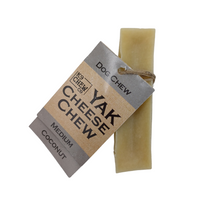 Load image into Gallery viewer, Yak Medium Coconut Chew with label, which is attached and reads The Yak Cheese Chew Co.
