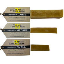 Load image into Gallery viewer, Yak Original Chews with labels, lined up to show the difference in sizes.