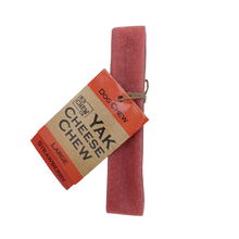 Load image into Gallery viewer, Yak Large Strawberry Chew with label, which is attached and reads The Yak Cheese Chew Co.