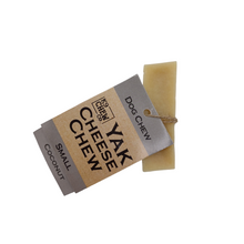 Load image into Gallery viewer, Yak Small Coconut Chew with label, which is attached and reads The Yak Cheese Chew Co.