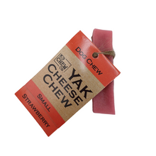 Load image into Gallery viewer, Yak Small Strawberry Chew with label, which is attached and reads The Yak Cheese Chew Co.