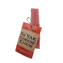 Load image into Gallery viewer, Yak Medium Strawberry Chew with label, which is attached and reads The Yak Cheese Chew Co.