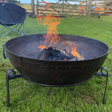 Load image into Gallery viewer, Large Garden Fire Pit BBQ 80cm Indian Fire Bowl With Stand & Grill