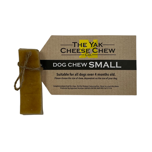 Yak Small Original Chew with label, which is attached and reads The Yak Cheese Chew Co. 