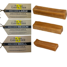 Load image into Gallery viewer, The Yak Small, Medium and Large Turmeric Chew with labels. 
