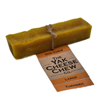 Load image into Gallery viewer, Yak Large Turmeric Chew with label, which is attached and reads The Yak Cheese Chew Co. 
