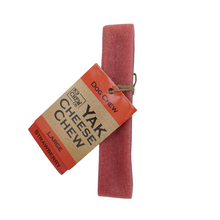 Load image into Gallery viewer, Yak Large Strawberry Chew with label, which is attached and reads The Yak Cheese Chew Co. 
