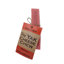 Load image into Gallery viewer, Yak Medium Strawberry Chew with label, which is attached and reads The Yak Cheese Chew Co. 
