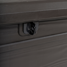 Load image into Gallery viewer, The Keter saxon storage box with lockable lid for the padlock to secure too. 
