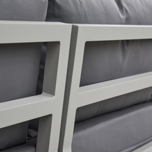 Load image into Gallery viewer, The Mallorca sofa back detail with a matt grey finish. 
