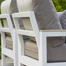 Load image into Gallery viewer, The mallorca lounge set chair in white back detail.

