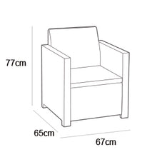 Load image into Gallery viewer, The Keter Oklahoma chair dimensions. 
