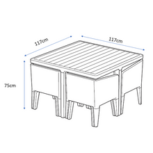 Load image into Gallery viewer, The Santiago dining set dimensions. 
