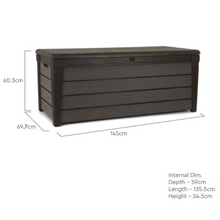 Load image into Gallery viewer, The Keter brushwood 454L storage box dimensions
