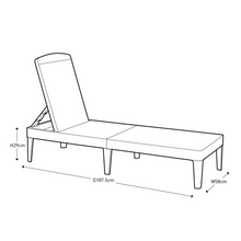 Load image into Gallery viewer, The Keter Jaipur lounger chair dimensions. 
