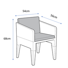 Load image into Gallery viewer, The Keter Columbia balcony chair dimensions. 
