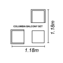 Load image into Gallery viewer, The Keter Columbia balcony set dimensions. 
