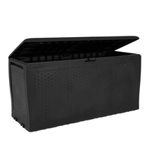 Load image into Gallery viewer, The Keter Samoa Storage Box 270L Anthracite on a white background. 
