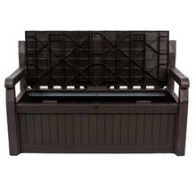 Load image into Gallery viewer, The Keter Iceni Storage Bench 265L Brown on a white background. 
