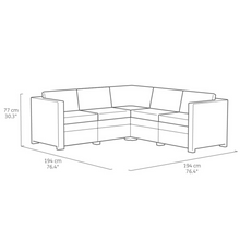 Load image into Gallery viewer, The Keter Provence sofa dimensions on a white background
