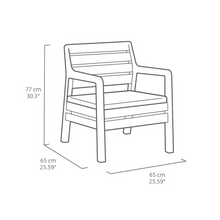 Load image into Gallery viewer, The Keter Delano chair dimensions. 
