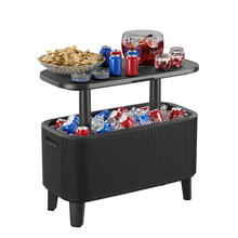 Load image into Gallery viewer, The Keter bevy bar with drinks and snacks on a white background. 
