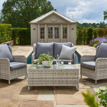 Load image into Gallery viewer, The Wroxham 4 Seat Lounge Set outside in the garden.
