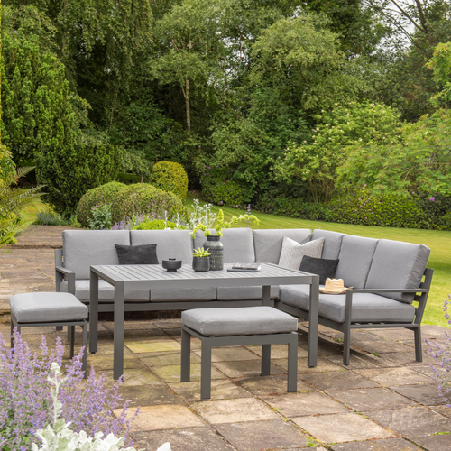 The Titchwell corner lounge set outdoors in the garden. 