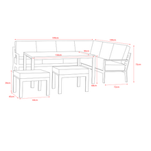 Load image into Gallery viewer, The Titchwell outdoor dining set dimensions. 
