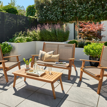 Load image into Gallery viewer, The walden folding 4 seat lounge set outside in the garden. 
