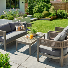 Load image into Gallery viewer, The Arden rope lounge set outside in the garden
