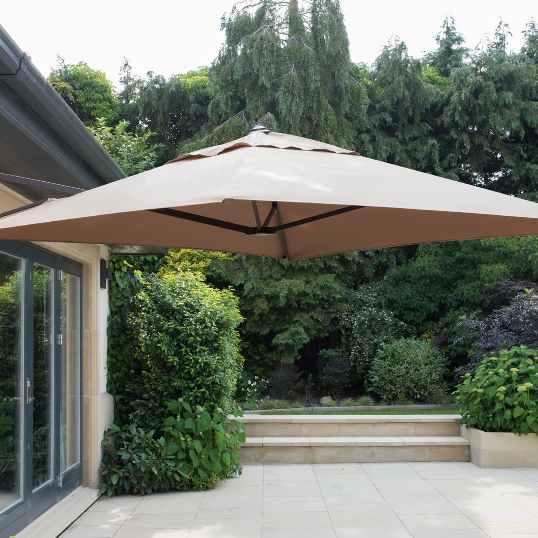 The Wall Mounted Cantilever Parasol Taupe inc Cover