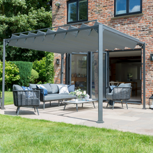 Load image into Gallery viewer, The Pandora Leaf Pergola 3 x 3m outside in the garden. 
