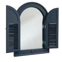 Load image into Gallery viewer, The Florenity Galaxy outdoor arch mirror with open doors on a white background. 
