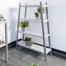 Load image into Gallery viewer, The Florenity Grigio Plant Shelf with some plant pots displayed on the shelves.
