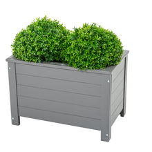 Load image into Gallery viewer, The Florenity Grigio Rectangular Planter with plants inside on a white background. 
