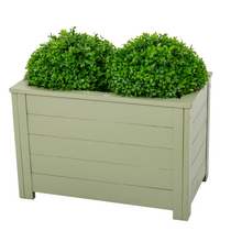 Load image into Gallery viewer, The Florenity Verdi Rectangular Planter with green foliage planted inside on a white background. 
