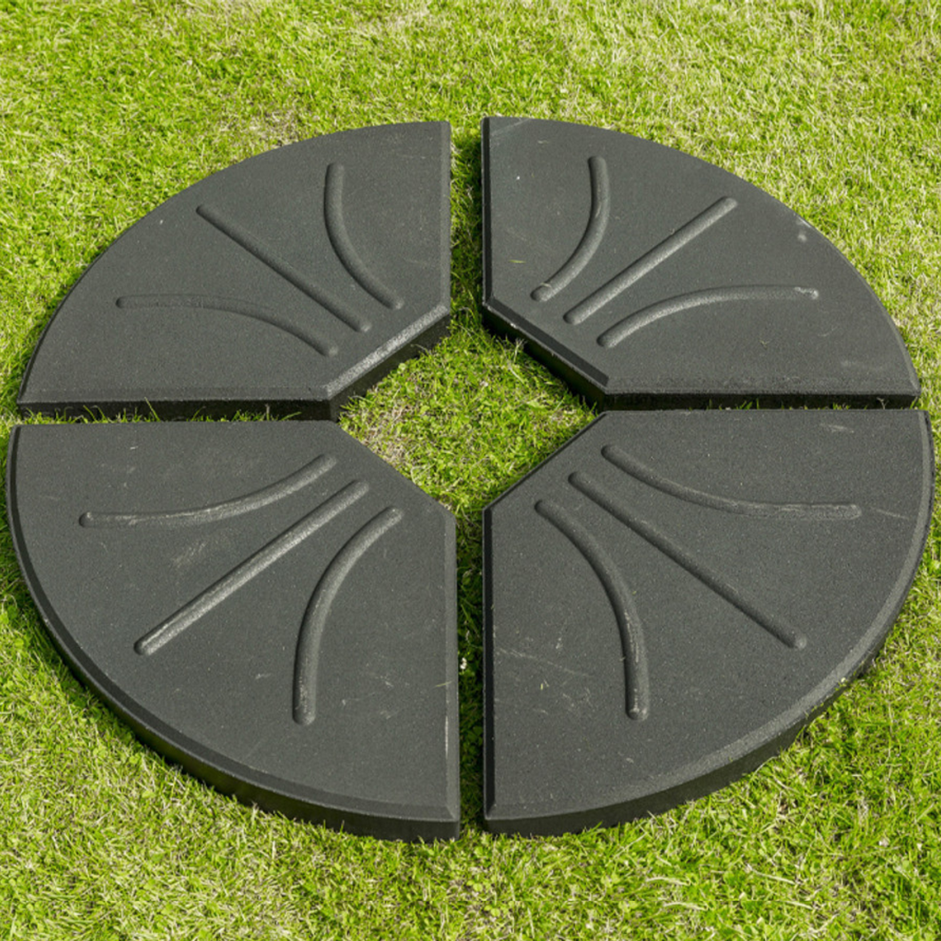 The Black cantilever base 80kg in four parts on grass.
