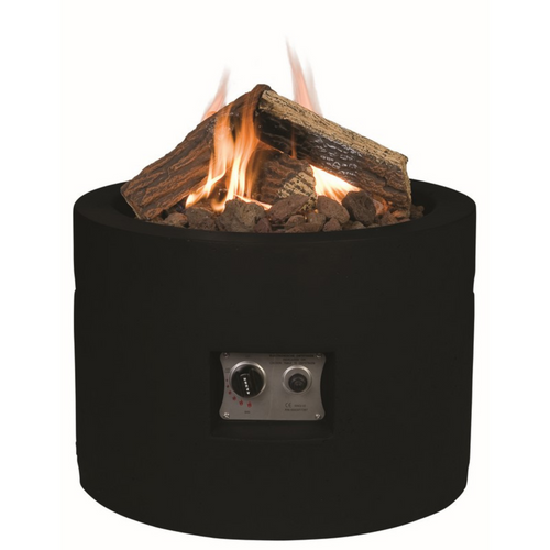 The Cocoon black round fire bowl on a white background.
