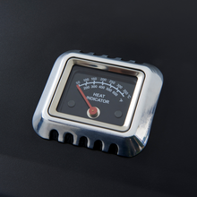 Load image into Gallery viewer, The heat indicator on the lid of the Norfolk grills Atlas 300 bbq with side burner. 
