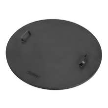 Load image into Gallery viewer, Cook King round fire pit lid with two handles on a white background. 
