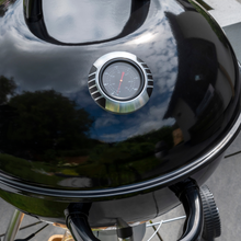 Load image into Gallery viewer, The Norfolk Grills Corus Charcoal Kettle BBQ lid showing the heat indicator. 
