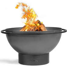 Load image into Gallery viewer, Cook King fat boy on white background with a fire lit. 
