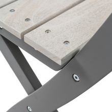 Load image into Gallery viewer, The Florenity Grigio Bistro chair wood finish and bolts that secure it together.
