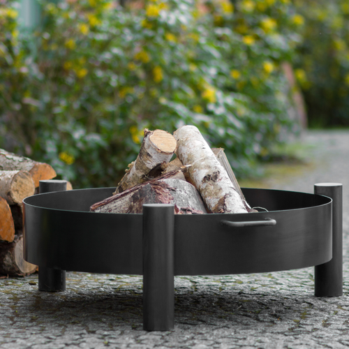 Cook King Haiti 80cm Fire Pit outside with wood inside 