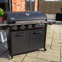 Load image into Gallery viewer, The Norfolk Grills Infinity 500 Gas BBQ with side burner in the garden. 
