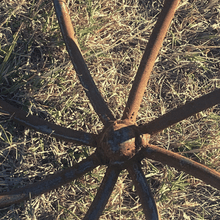 Load image into Gallery viewer, Large rustic garden ball base showing the circular bottom
